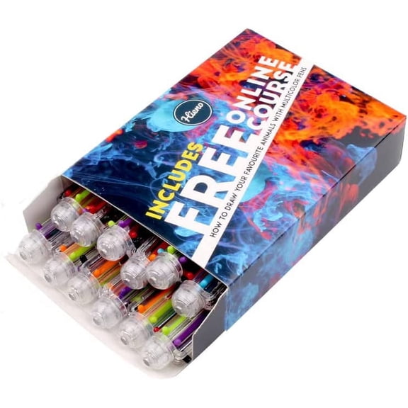 HienoSupplies Pens, Retractable, Fine Point, 0.5 mm, Assorted Ink Colors, 12 Count, 12 Pack