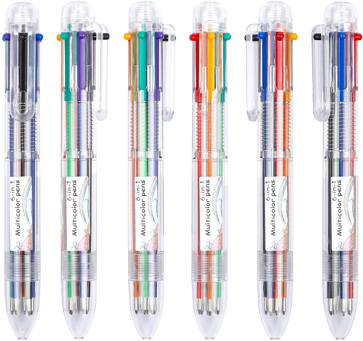 Shuttle Art Multicolor Pens, 23 Pack 6-in-1 0.7mm Retractable Ballpoint Pens for Office School Supplies Students Children Gift