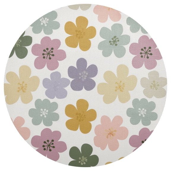 Multicolor Petals with Pastel Hue PVC Round Grid Placemat Table Mat 1 Pc 15.4" x 15.4"