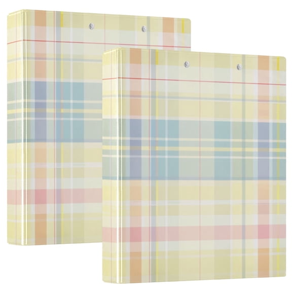 Multicolor Plaid Round Ring Binder 3 Rings 1.5" Capacity File Storage for A4 Size 1 Pack