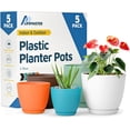 Multicolor Plant Pots with Drainage Holes & Saucers 5 Packs, Indoor ...