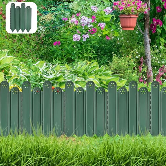 Multicolor Plastic Garden Fencing Border | 9.84x8.26 Inch Flower Bed Edging | Decorative Yard & Lawn Border for Flower Beds, Paths & Driveways | 1-Pack