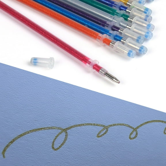 Multicolor Plastic Pen Core Replacement Set for Writing and Drawing, Smooth Ink Tips, Graffiti Painting, Glitter, Fluorescent, Pastel and Metal Series