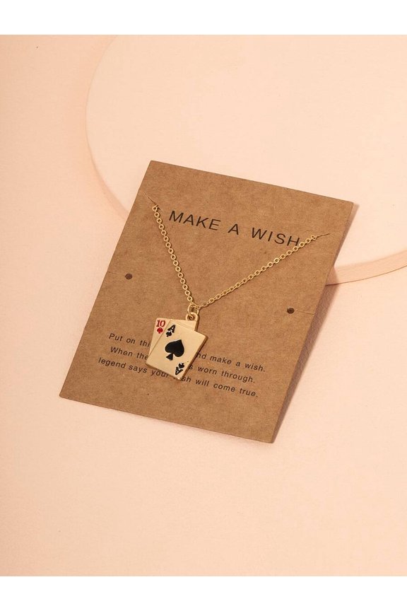 Multicolor Playing Card Ace And Ten Pendant Necklace Fashion Jewelry