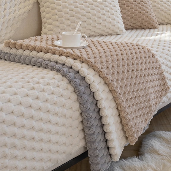 Multicolor Plush Sofa Cover 120x70cm | Washable Non-Slip Thick Flock Material | Soft Three-Seater Couch Protector | Durable Furniture Slipcover for Living Room
