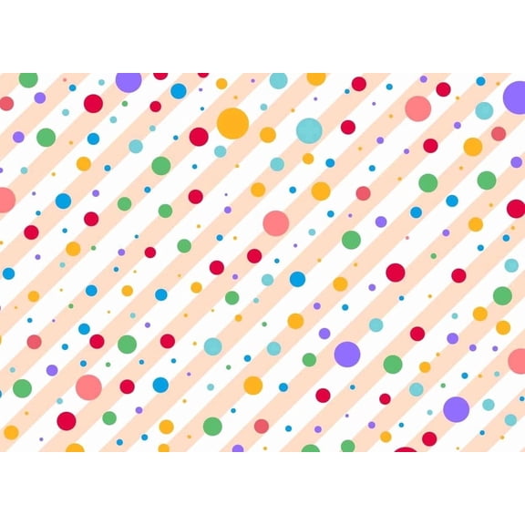 Multicolor Polka Dot & Stripes Pattern Edible Icing Image Cake Topper, by TNCT