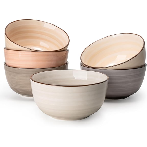 Multicolor Porcelain Cereal Bowls, Dishwasher Safe, 20 Oz, Set of 6