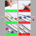 thumbnail image 1 of Multicolor Push Stapler with Reusable Clips, Portable Handheld Paper Clamp Dispenser for Documents, No Hole Binding Tool for Office School Supplies, 5.5X1In+1X1In, 1 of 9