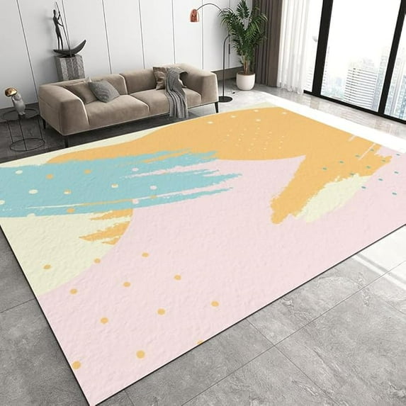 Multicolor Rainbow Area Rug, Colorful Graffiti Children'S Room Rug, Soft Low Pile Washable Non-Slip Carpet For Living Room Kitchen Nursery Office 4 x 6ft