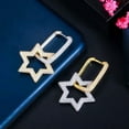 thumbnail image 1 of Multicolor Rainbow CZ Dangle Drop Rectangle Boho Hoop Earrings for Brides Women, 1 of 9