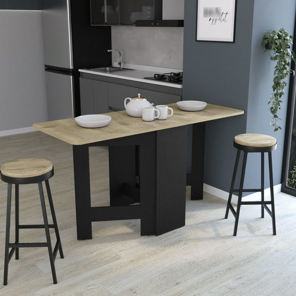 Multicolor Rectangular Folding Table, Made Of Engineered Wood, Compact, 22lbs Capacity, For Dining Space Compact Space-saving Multicolor, Ideal Use