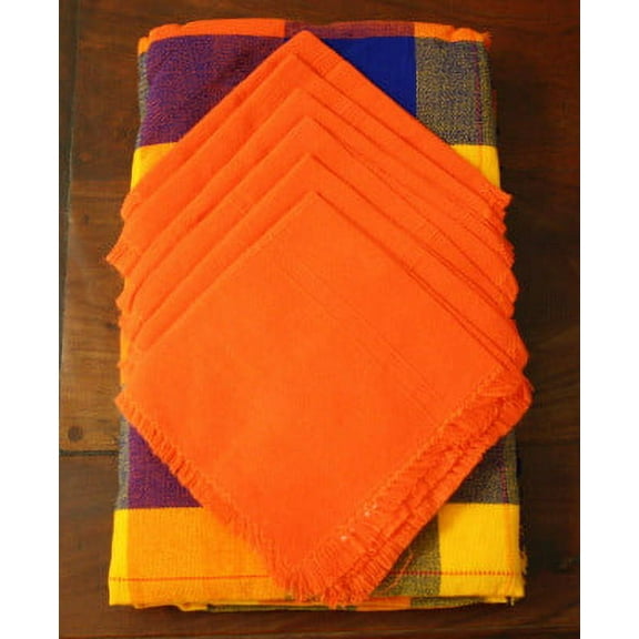 Multicolor Rectangular Mexican Tablecloth 6 Napkins