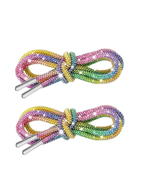 Multicolor Rhinestone Glitter Round Shoelaces Replacement Rope Drawstring Cord For Sneakers Casual Shoes Hoodies Clothing Decoration Size 160