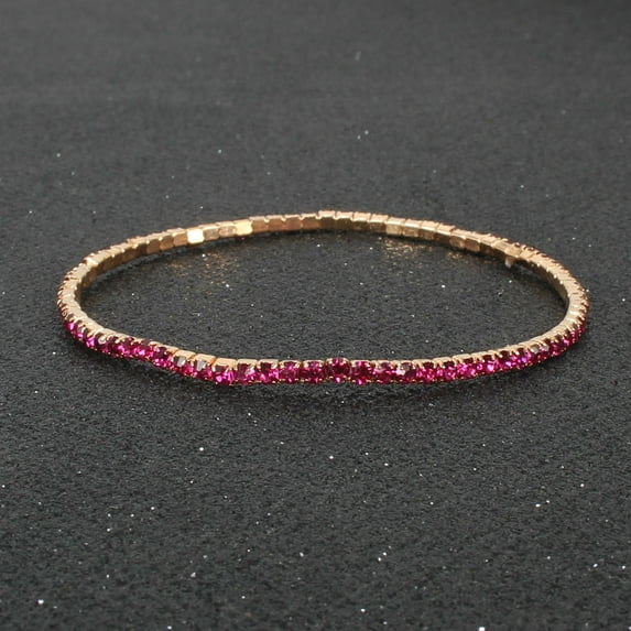 Multicolor Rhinestone Stretch Bracelet - Shiny and Simple Jewelry for Women