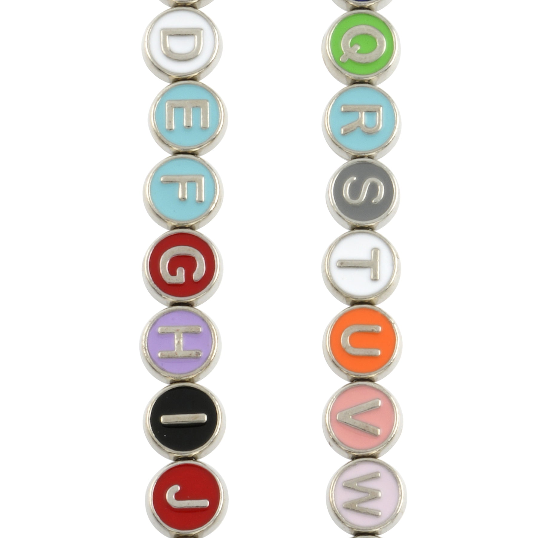 Multicolor Rhodium Alphabet Disc Beads 8mm by Bead Landing