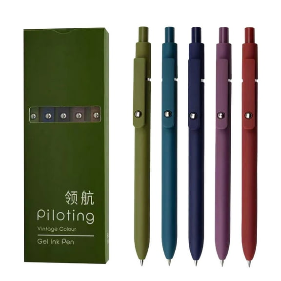 Multicolor Rollerball Gel Pens 5PCS with Refill, Quick-Drying Ink, Clip Design, Perfect for Students & Office Use, 14.5cm Length Multicolor