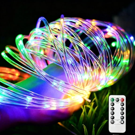 Multicolor Rope Lights ,72 ft 200 LED Clear Tube Lights with Remote Control, 8 Modes Outdoor Battery Operated Fairy String Lights for Party Yard Home Wedding Christmas Halloween Holiday Decoration