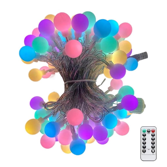 Multicolor Round LED String Lights, 19.7ft 40 LEDs with Remote, Indoor/Outdoor Party Decor, Classroom, Dorm, Patio, Garden, Spring Decoration (No Battery)