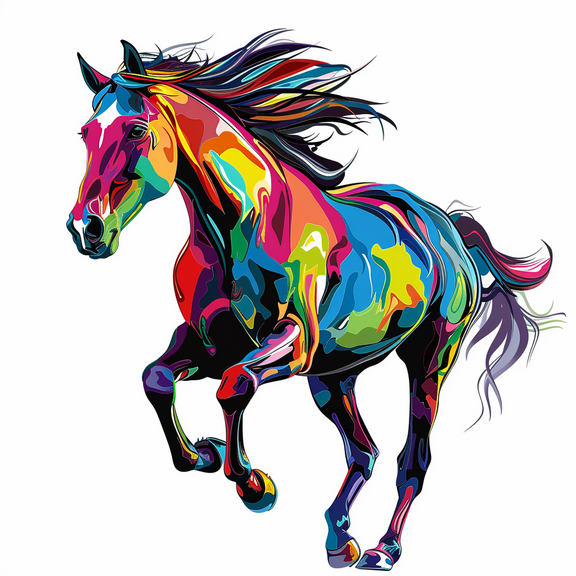 Multicolor Running Horse Car Sticker  Bold Abstract Mustang Vinyl Decal for Auto, Laptop, or Wall  Perfect Gift for Horse Lovers and Art-Inspired Vehicle Customization