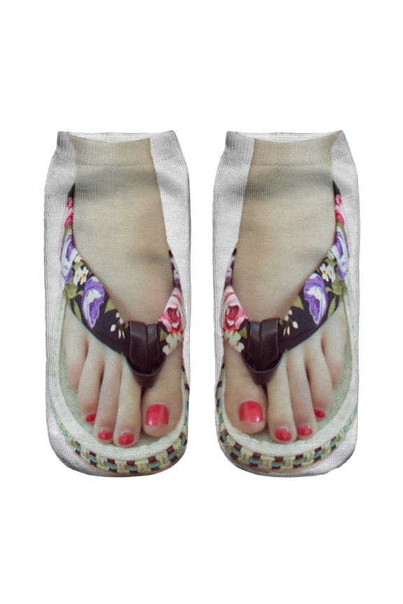 Multicolor Running Socks 3D Pattern Manicure Print Socks Funny Hidden Running Socks Women Personalized