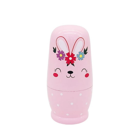 Multicolor Russian Nesting Dolls Easter Five Layer Rabbit Set Crafts Children Day Gift Toy Multicolor Plastic 2.95X2.95X5.90 Inches Bunny Dolls