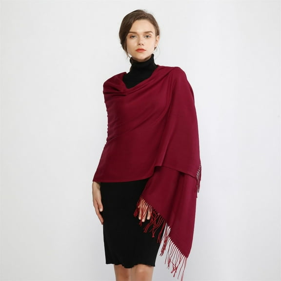 Multicolor Scarf Women Pashmina Scarf Soft Solid Plain Shawl Wrap Fashion Warm Neck with Fringes