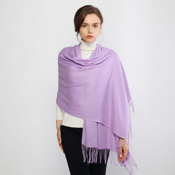 Multicolor Scarf Women Pashmina Scarf Soft Solid Plain Shawl Wrap Fashion Warm Neck with Fringes
