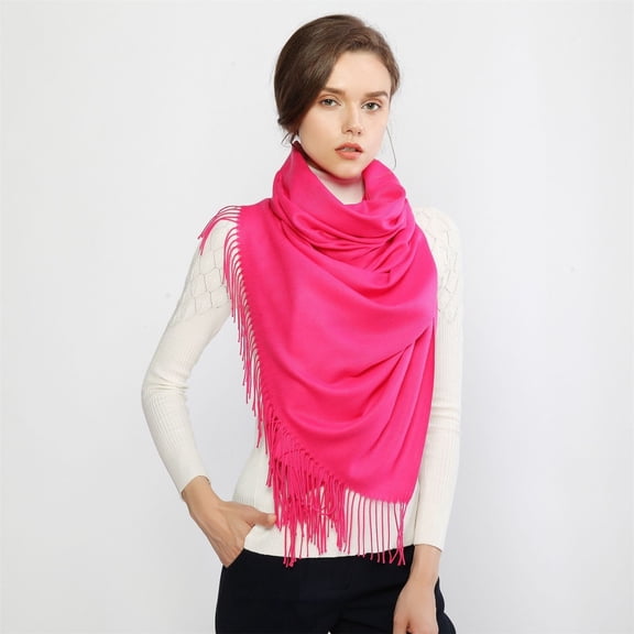 Multicolor Scarf Women Pashmina Scarf Soft Solid Plain Shawl Wrap Fashion Warm Neck with Fringes