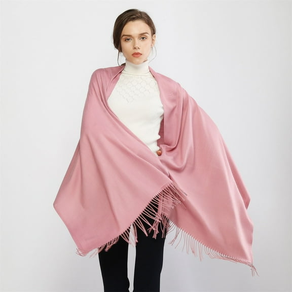 Multicolor Scarf Women Pashmina Scarf Soft Solid Plain Shawl Wrap Fashion Warm Neck with Fringes