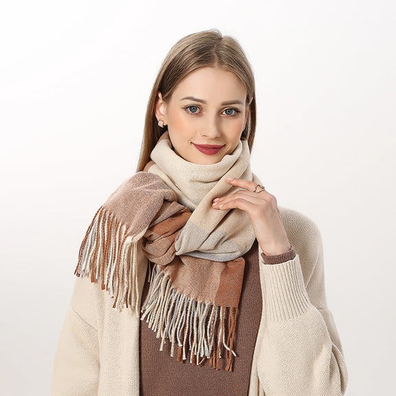 Multicolor Scarfs Scarf Autumn Winter Women Fashion Plaid Printed Keep Warm Scarf with Tassels Long Scarves Wrap Shawl 70.86x27.55 INCH