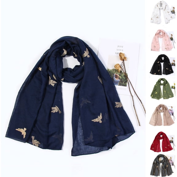 Multicolor Scarfs Scarf Women Bird Embroidery Scarf Wrap Shawls Headband Soft Shawl Long Scarf