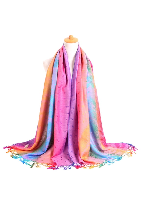 Multicolor Scarfs Scarf Women Lady Fashion Folk-Custom Retro Tassel Scarf Wrap Shawl Travel Scarves