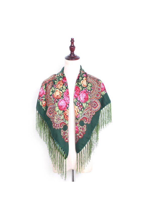 Multicolor Scarfs Scarf Women Lady Folk-Custom Print Tassel Square Scarf Wrap Shawl Travel Scarve
