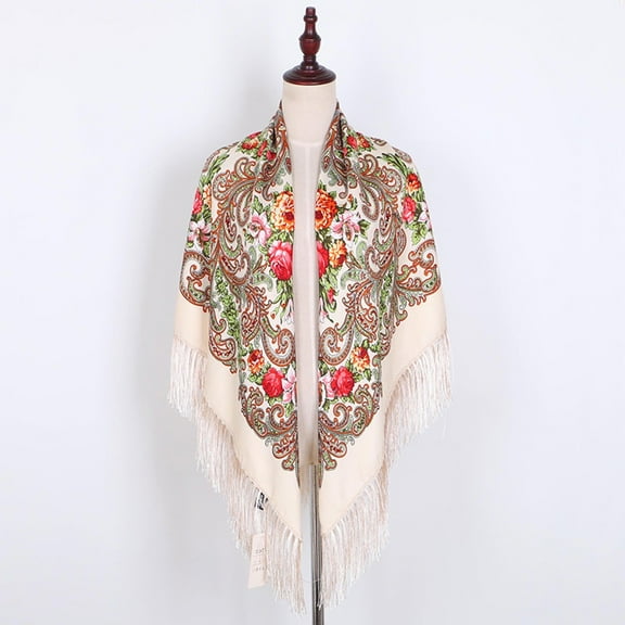 Multicolor Scarfs Scarf Women Lady Muslim Folk-Custom Print Tassel Square Scarf Wrap Shawl Travel Scarve
