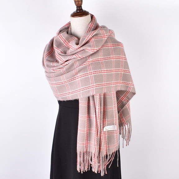 Multicolor Scarfs Scarf Women'S Autumn and Winter Solid Color Shawl Scarf Thickening Warm Fringe Scarf