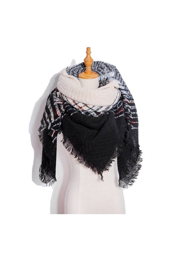 Black Scarfs Scarf Women Fall Winter Scarf Classic Tassel Plaid Scarf Warm Soft Chunky Large Blanket Wrap Shawl Scarves