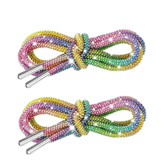Multicolor Shiny Round Drawstring With Rhinestones Shoelaces For Athletic And Casual Shoes