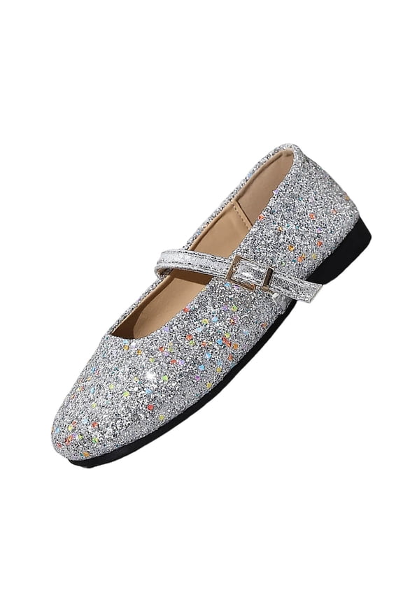 Multicolor Shoes Flats Comfortable Square Heel Casual Outdoor Fashion Women Footwear Pu Material Sparkle Design Size 36 Eu Weight 0.66 Lb