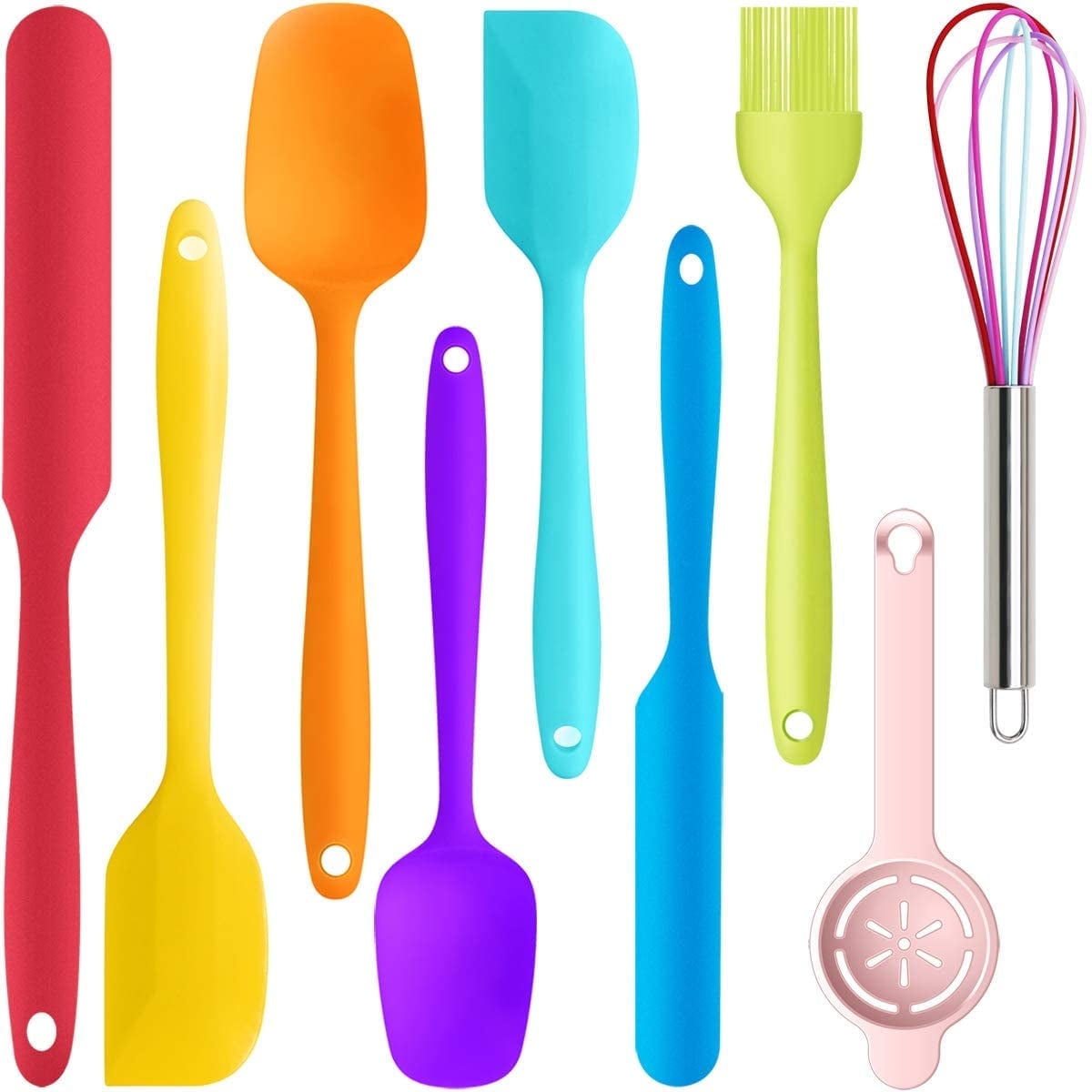 Multicolor Silicone Spatula Set - 446°F Heat Resistant Non Stick Rubber Spatulas for Cooking,Baking,Mixing,Food Grade Silicone Spatula Sets,Nonstick Cookware Friendly,BPA-Free, Dishwasher Safe