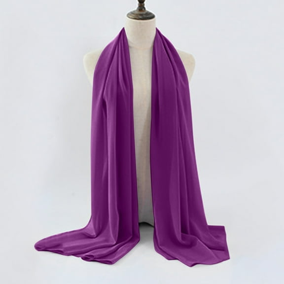 Multicolor Silk Scarves for Women's Soft Solid Color Shawl Baotou Pearl Chiffon Shawl Muslim Hijab on Sale Clearance