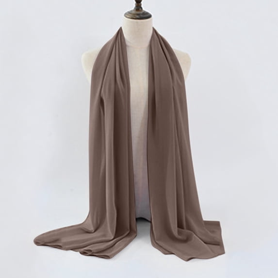 Multicolor Silk Scarves for Women's Soft Solid Color Shawl Baotou Pearl Chiffon Shawl Muslim Hijab on Sale Clearance