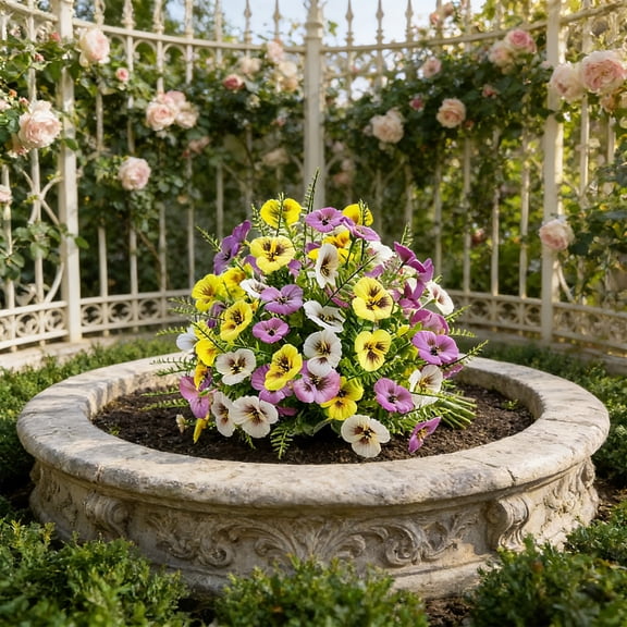 Multicolor Silk Violet Pick, Convenient Bend Fake Flowers For Window Box, Sunproof Artificial Flowers For Garden Routeway
