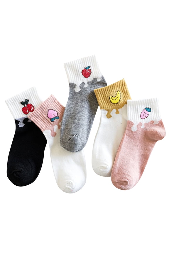 Multicolor Socks 5 Pairs Print Socks for Women Men Girls Series Print Colorful Pattern Novelty Cute Unisex Socks