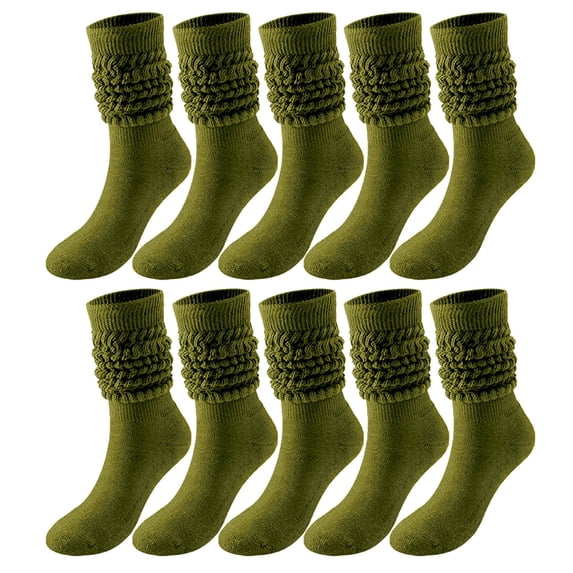 Multicolor Socks 5 Pairs Soild Color Socks Women Thigh High Boot Socks Soft Scrunch Socks