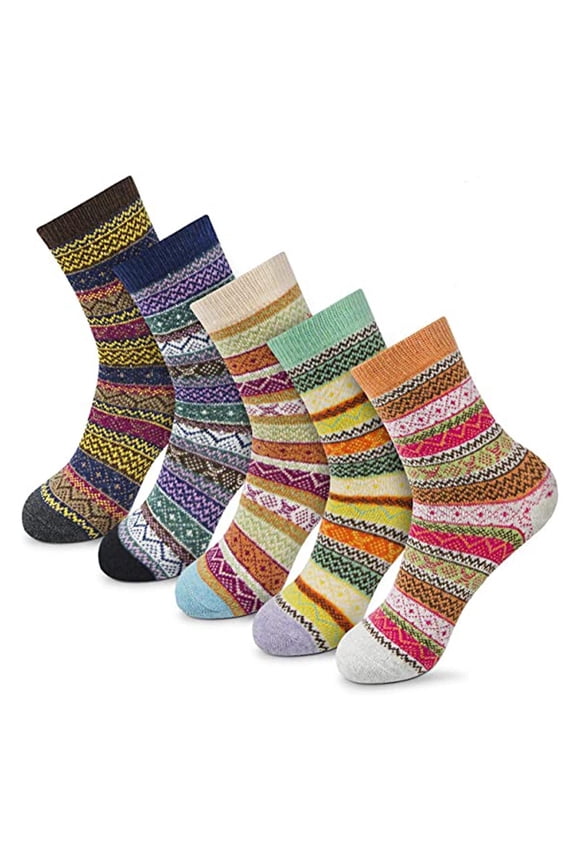 Multicolor Socks Socks Winter Thick 5 Pairs Soft Knit Casual Warm Wool Women Colorful Socks