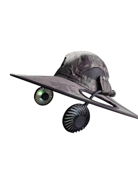 Multicolor Solar Powered Fan Hat, UPF 50+ Sun Protection Cap with USB Charging for Hiking Camping Outdoor, 40cm
