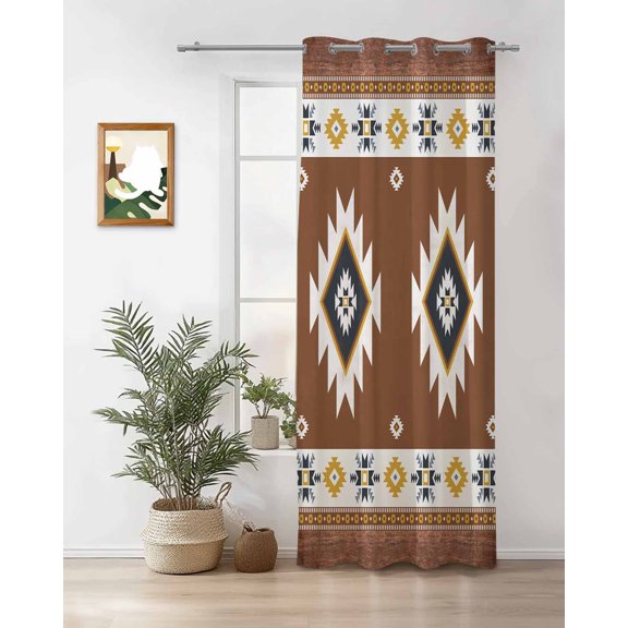 Multicolor Southwest Thermal Insulated Blackout Curtains for Bedroom 24 Length Boho Geometric Tribal Style Room Darkening Curtain 1 Panel Grommet Window Curtain Drape for Living Room Nursery Room