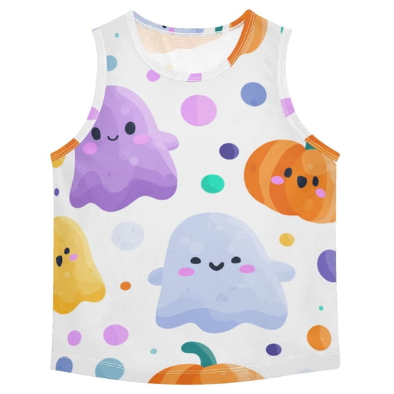 Multicolor Specters Circles Halloween Pumpkins Vest Undershirt Tank Top Sleeveless Quick Dry 4T