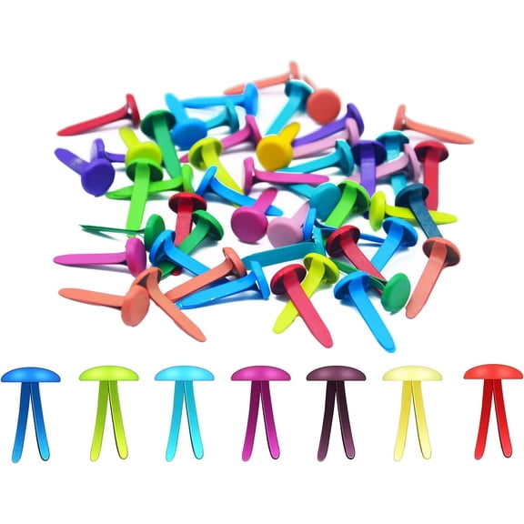 Multicolor Split Pins, 50 Pcs Pastel Metal Split Pin Craft Pins Mini Brads Round Brads For DIY Crafts Projects Scrapbooking Office