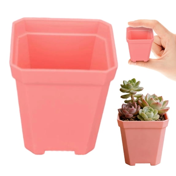 Multicolor Square Plastic Nursery Pots, Square Plastic Nursery Pot, Small Pots for Plants, Drainage Succulent Flower Pot, Planting Pots, Mini Desktop Plant Container, Plastic Plant Pot,Pink